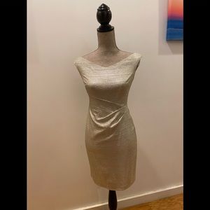 Ralph Lauren Off the Shoulder Gold Dress NWT